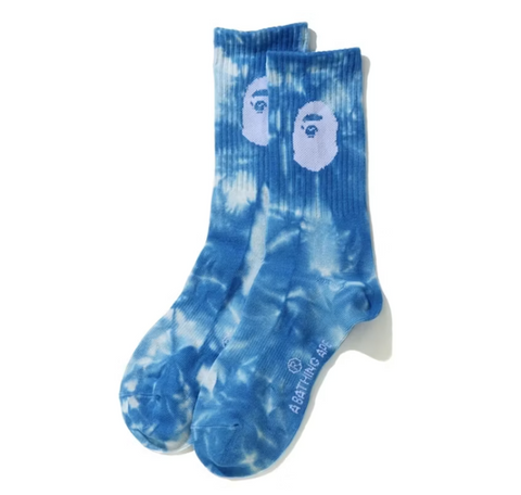 Bape Tie Dye Ape Head Socks Blue