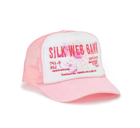 Sp5der Worldwide Silk Web Bank Trucker Hat Pink