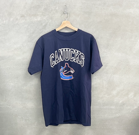 Vintage NHL Vancouver Canucks T-Shirt Navy Large