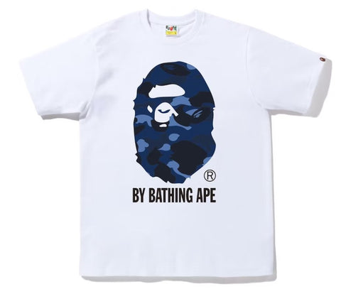 Bape By Bathing Ape Navy Camo White Tee