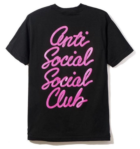 Anti Social Social Club Pink Cursive Tee Black